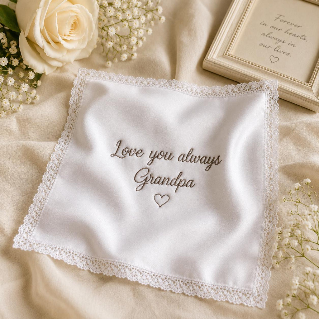 Personalized Grandpa Handkerchief, Custom Embroidered Memorial Hanky, Grandfather Keepsake Gift