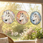 Custom Horse Portrait Stained Glass Suncatcher – product photo 4