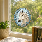 Custom Horse Portrait Stained Glass Suncatcher – product photo 9