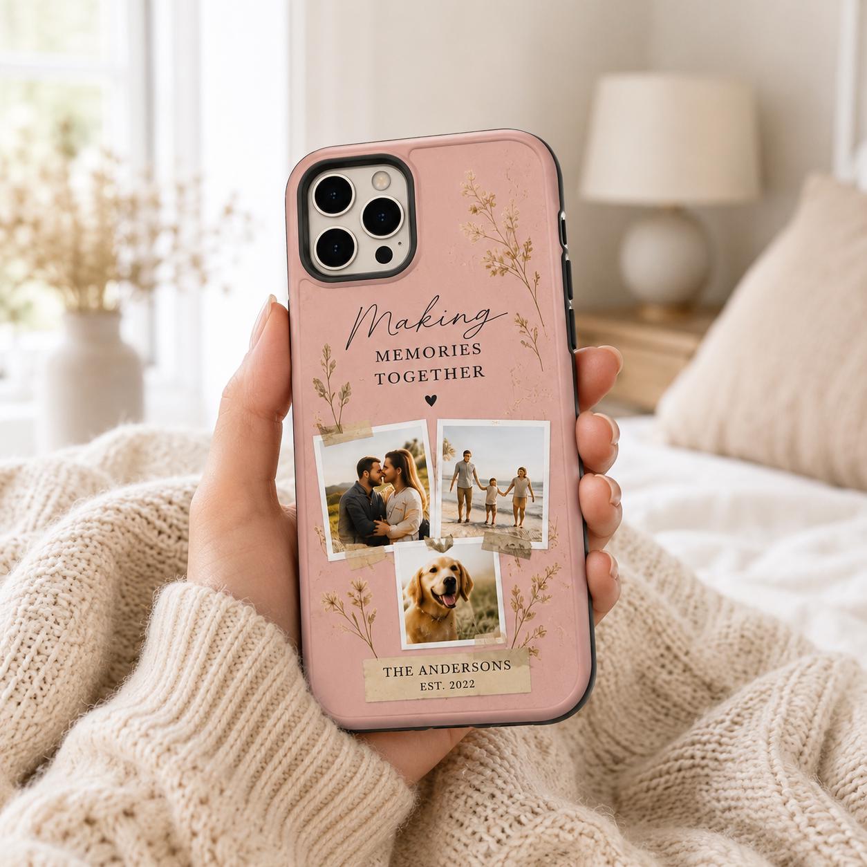 Personalized Photo Collage Tough Phone Case, Custom Family Pet Picture Case, Making Memories Together Phone Cover, Gift for Her