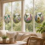 Hummingbird Suncatcher, Floral Window Hanging, Glass Bird Art – product photo 7