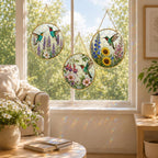 Hummingbird Suncatcher, Floral Window Hanging, Glass Bird Art – product photo 9