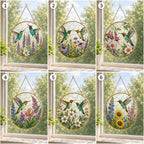 Hummingbird Suncatcher, Floral Window Hanging, Glass Bird Art – product photo 2
