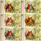 Cardinal Couple Stained Glass Suncatcher – product photo 2