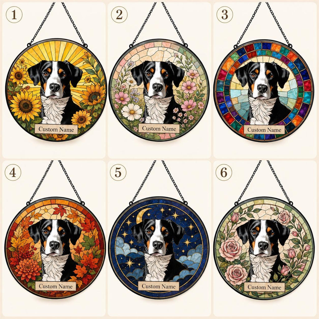 Custom Dog Portrait Stained Glass Suncatcher, Personalized Pet Photo Window Hanging, Dog Memorial Gift for - product image 2