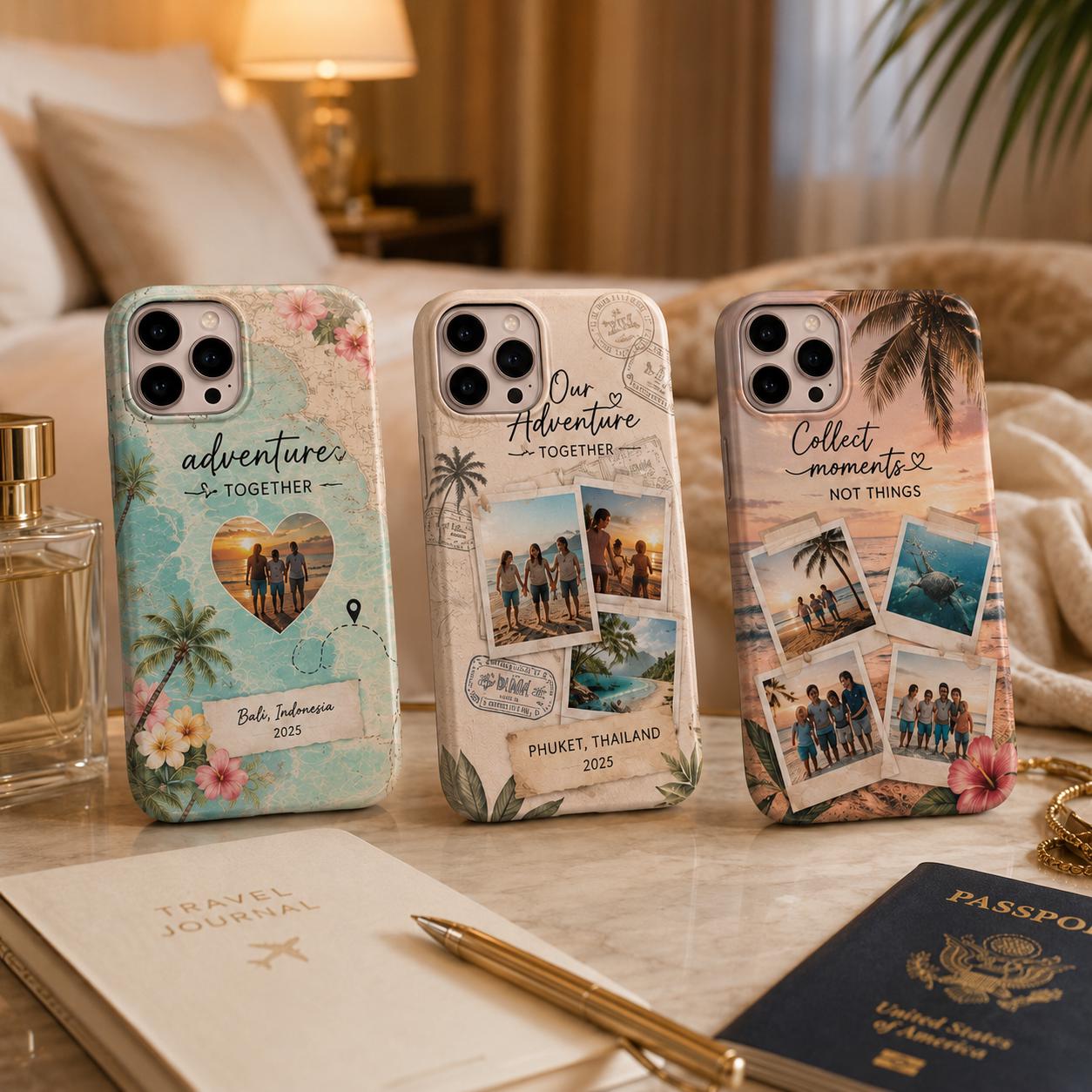 Custom Family Vacation Phone Case, Personalized Photo Collage Case, Travel Memories Gift