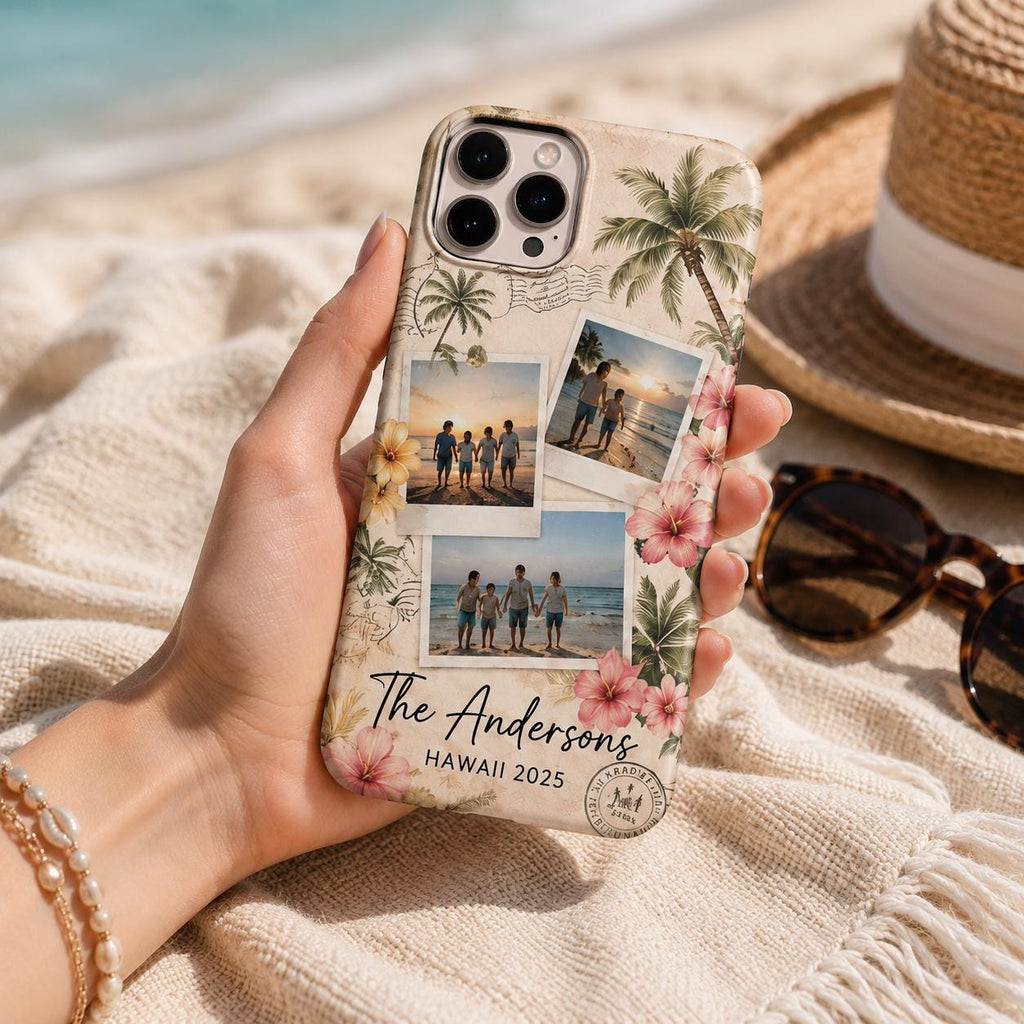 Custom Family Vacation Phone Case, Personalized Photo Collage Case, Travel Memories Gift