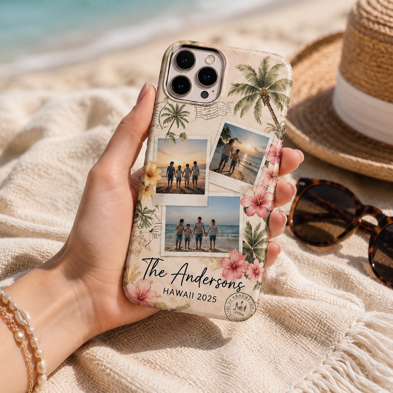 Custom Family Vacation Phone Case, Personalized Photo Collage Case, Travel Memories Gift