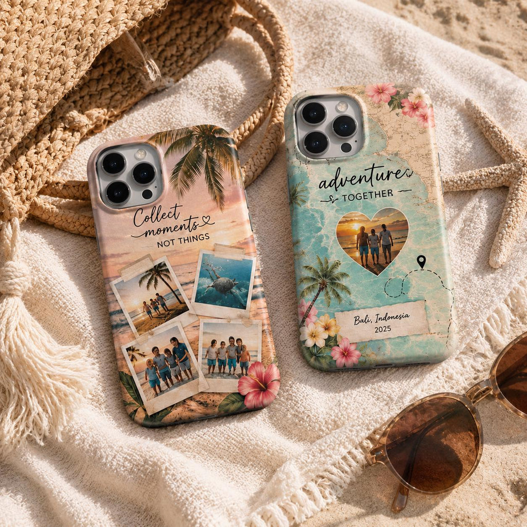 Custom Family Vacation Phone Case, Personalized Photo Collage Case, Travel Memories Gift