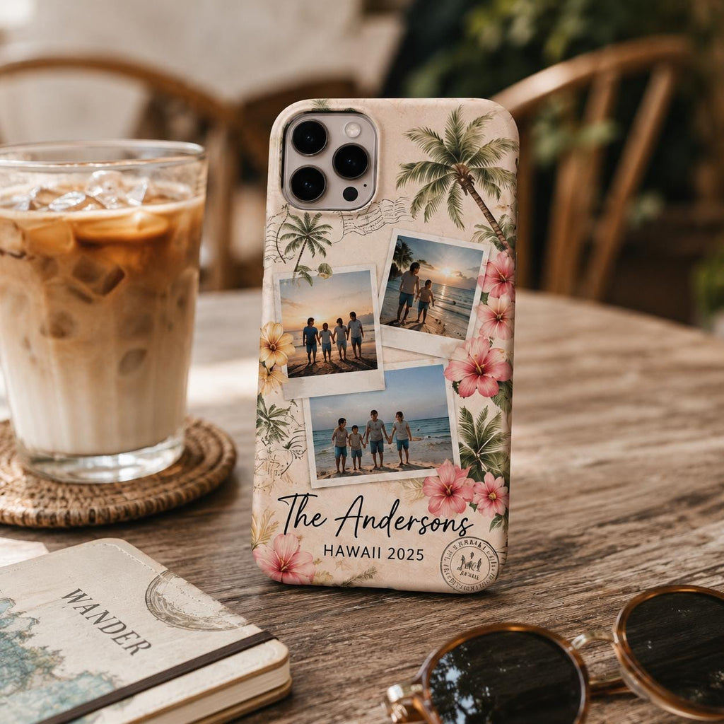 Custom Family Vacation Phone Case, Personalized Photo Collage Case, Travel Memories Gift