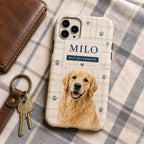 Personalized Pet Photo Phone Case, Custom Dog Portrait, Floral Memorial Gift