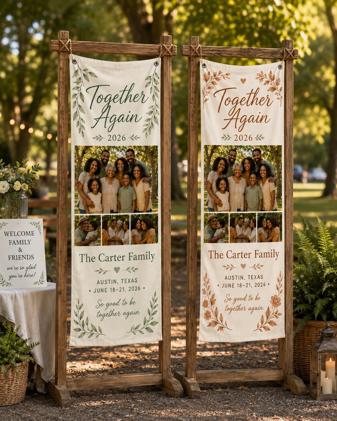 Together Again Family Reunion Banner, Personalized Photo Family Banner, Custom Satin Reunion Sign - product image 10