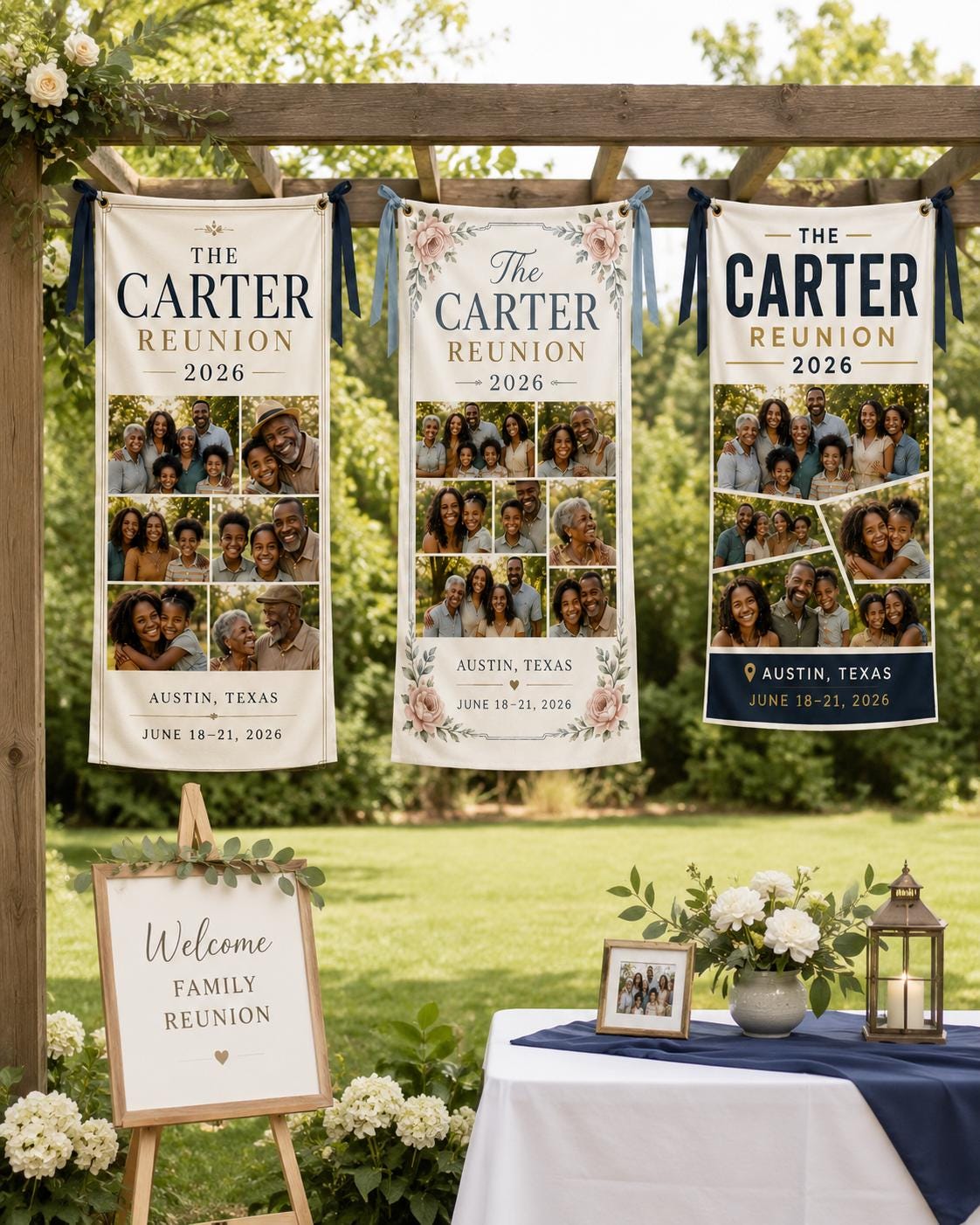 Family Reunion Banner, Personalized Photo Family Sign, Custom Satin Reunion Welcome Banner - product image 7