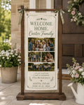 Welcome Home Family Banner, Personalized Photo Family Reunion Sign, Custom Satin Welcome Banner - product image 1