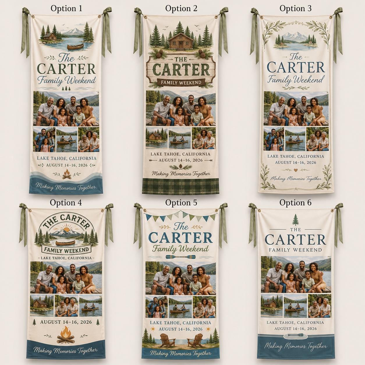 Family Weekend Banner, Personalized Photo Lake Trip Sign, Custom Satin Family Getaway Banner - product image 2