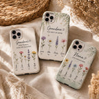 Personalized Birth Flower Phone Case for Grandma, Custom Grandkids Names Floral Gift