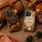 Custom Thanksgiving Phone Case, Personalized Harvest Feast iPhone Case, Turkey Autumn Dinner Gift