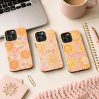 Custom Sun Phone Case, Personalized Celestial Floral iPhone Case, Boho Sunshine Name Case Gift