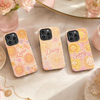 Custom Sun Phone Case, Personalized Celestial Floral iPhone Case, Boho Sunshine Name Case Gift