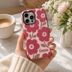 Custom Retro Floral Phone Case, Personalized Flower iPhone Case, Cute Name Case Gift For Her