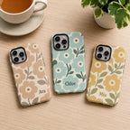 Custom Retro Floral Phone Case, Personalized Flower iPhone Case, Cute Name Case Gift For Her