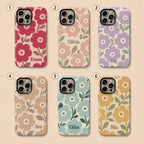 Custom Retro Floral Phone Case, Personalized Flower iPhone Case, Cute Name Case Gift For Her