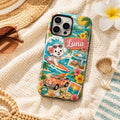 Custom Beach Phone Case, Personalized Summer iPhone Case, Tropical Vacation Name Case Gift for Her
