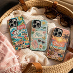 Custom Beach Phone Case, Personalized Summer iPhone Case, Tropical Vacation Name Case Gift for Her
