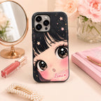 Custom Kawaii Girl Phone Case, Personalized Big Eye Anime iPhone Case, Cute Name Case Gift for Her