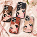 Custom Kawaii Girl Phone Case, Personalized Big Eye Anime iPhone Case, Cute Name Case Gift for Her