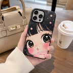 Custom Kawaii Girl Phone Case, Personalized Big Eye Anime iPhone Case, Cute Name Case Gift for Her