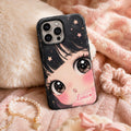Custom Kawaii Girl Phone Case, Personalized Big Eye Anime iPhone Case, Cute Name Case Gift for Her