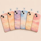Custom Sunset Phone Case, Personalized Watercolor Sky iPhone Case, Pastel Cloud Name Case Gift for Her