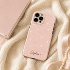 Custom Pastel Star Phone Case, Personalized Celestial iPhone Case, Cute Moon Stars Name Case Gift for Her