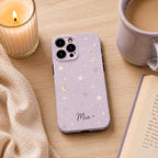 Custom Pastel Star Phone Case, Personalized Celestial iPhone Case, Cute Moon Stars Name Case Gift for Her