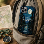 Custom Nature Phone Case, Personalized Mosaic iPhone Case, Forest Mountain Ocean Name Case Gift For Her