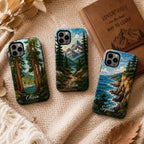Custom Nature Phone Case, Personalized Mosaic iPhone Case, Forest Mountain Ocean Name Case Gift For Her