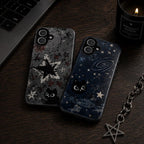 Custom Gothic Star Phone Case, Grunge Punk iPhone Case, Witchy Skull Black Case Gift