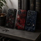 Custom Gothic Star Phone Case, Grunge Punk iPhone Case, Witchy Skull Black Case Gift