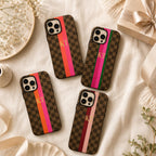Custom Checkered Phone Case, Personalized Monogram iPhone Case, Preppy Stripe Initial Case Gift