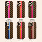 Custom Checkered Phone Case, Personalized Monogram iPhone Case, Preppy Stripe Initial Case Gift