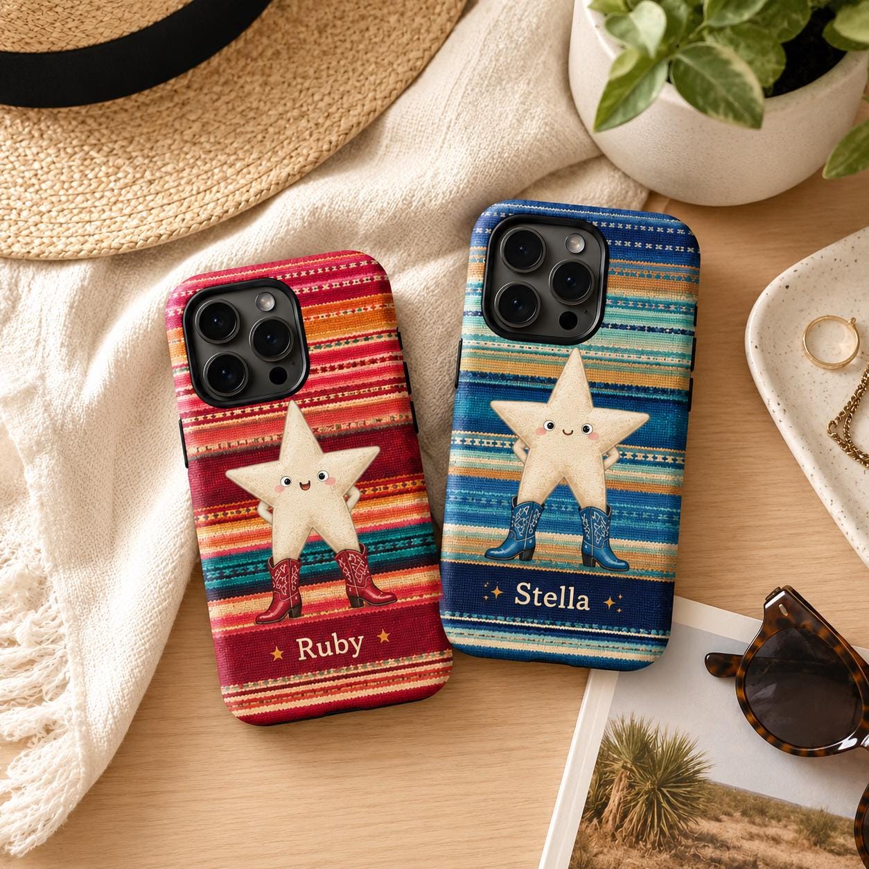 Custom Western Star Phone Case, Personalized Cowgirl iPhone Case, Cowboy Boots Southwest Name Case Gift