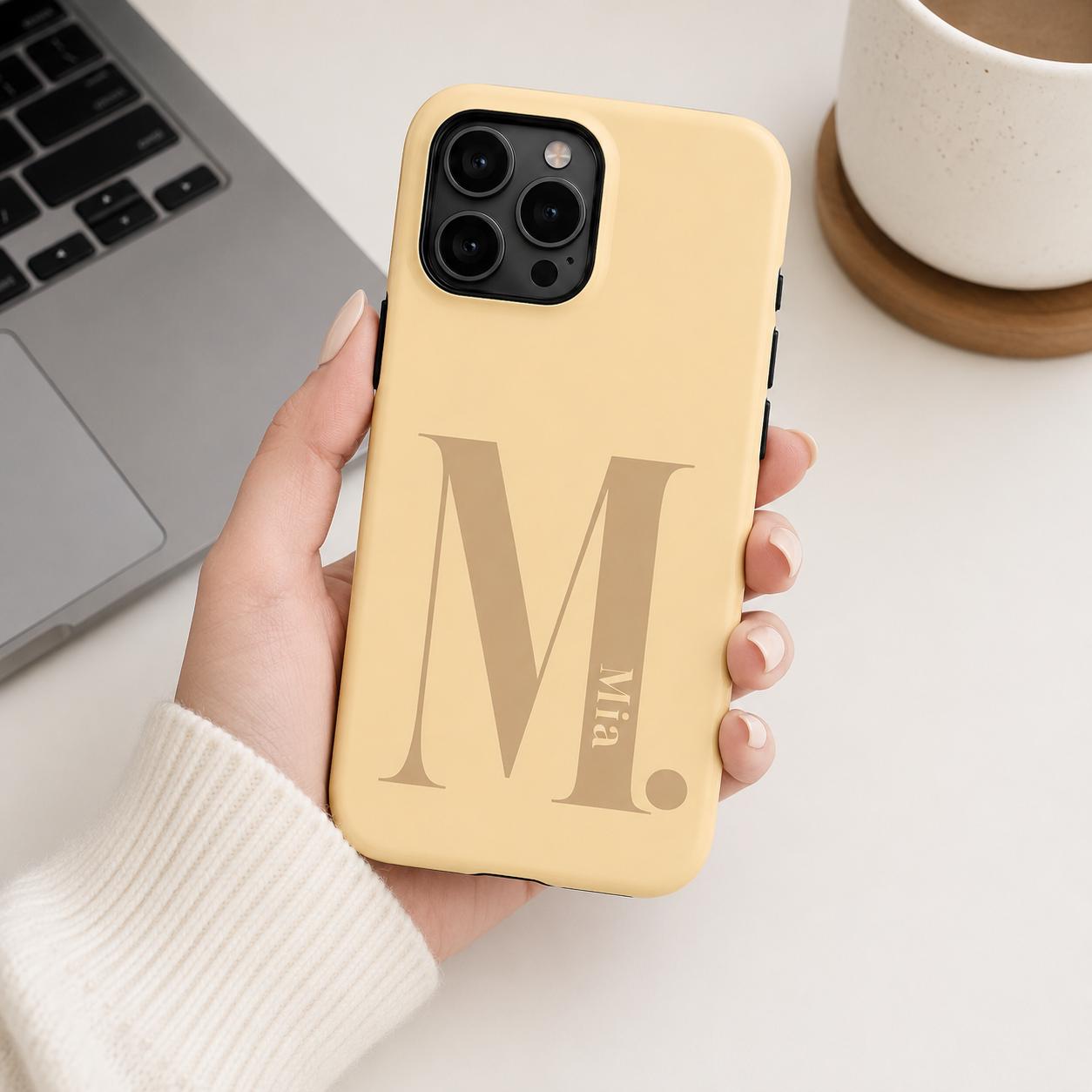 Custom Monogram Phone Case, Personalized Initial iPhone Case, Minimal Name Case Gift For Her