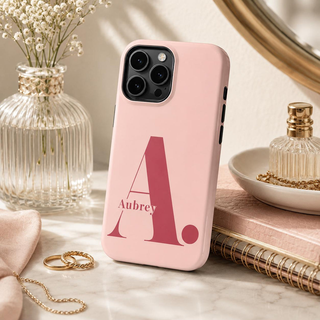 Custom Monogram Phone Case, Personalized Initial iPhone Case, Minimal Name Case Gift For Her