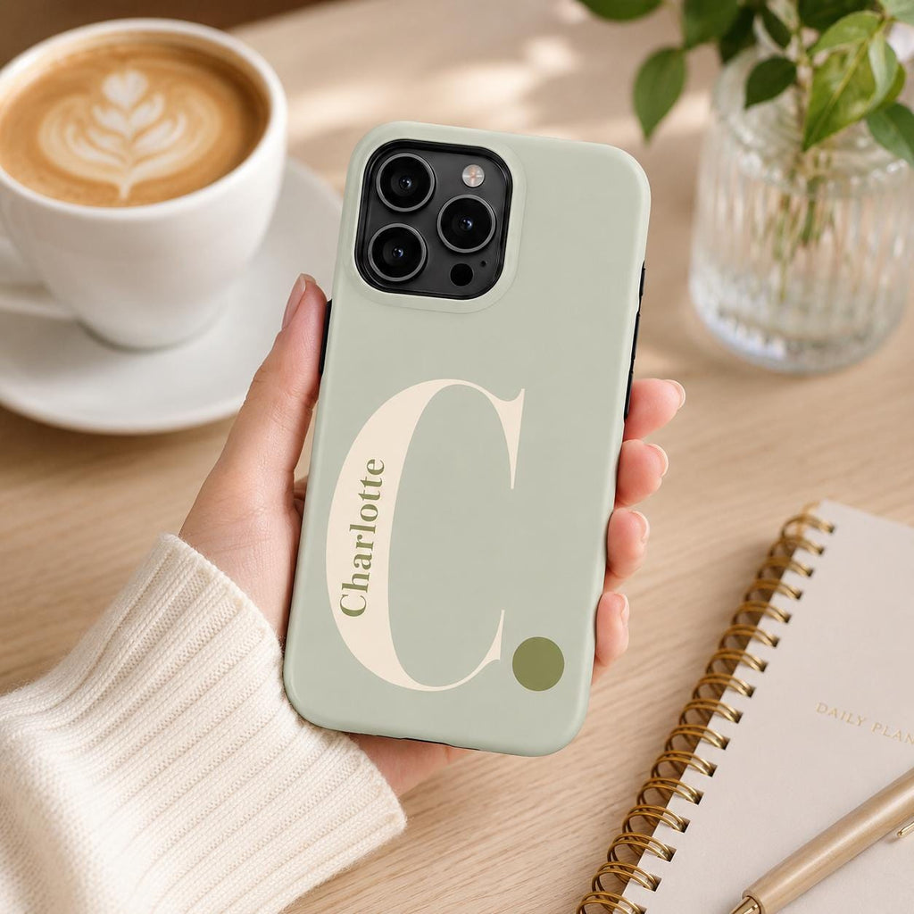 Custom Monogram Phone Case, Personalized Initial iPhone Case, Minimal Name Case Gift For Her