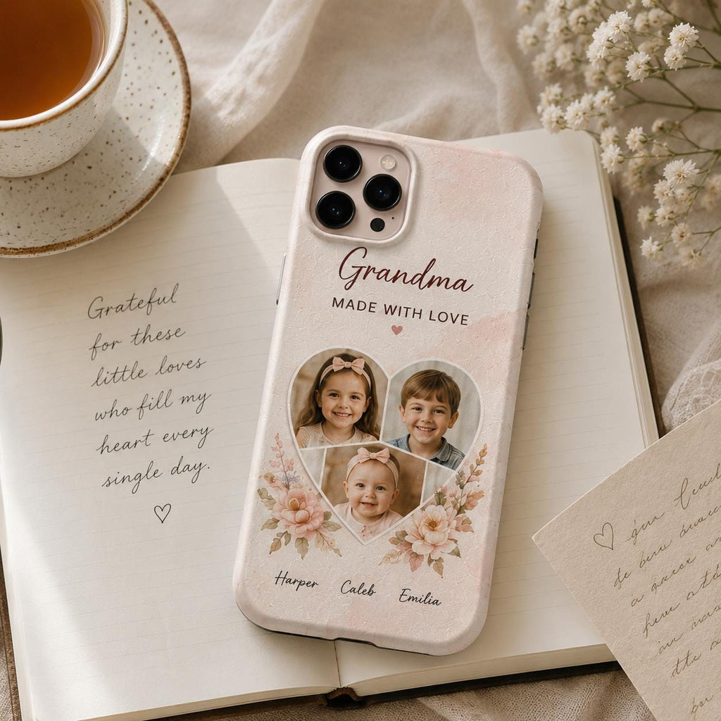 Personalized Grandma Photo Collage Phone Case, Custom Grandkids Picture Gift