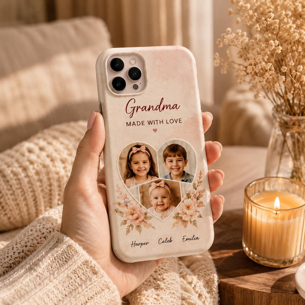Personalized Grandma Photo Collage Phone Case, Custom Grandkids Picture Gift
