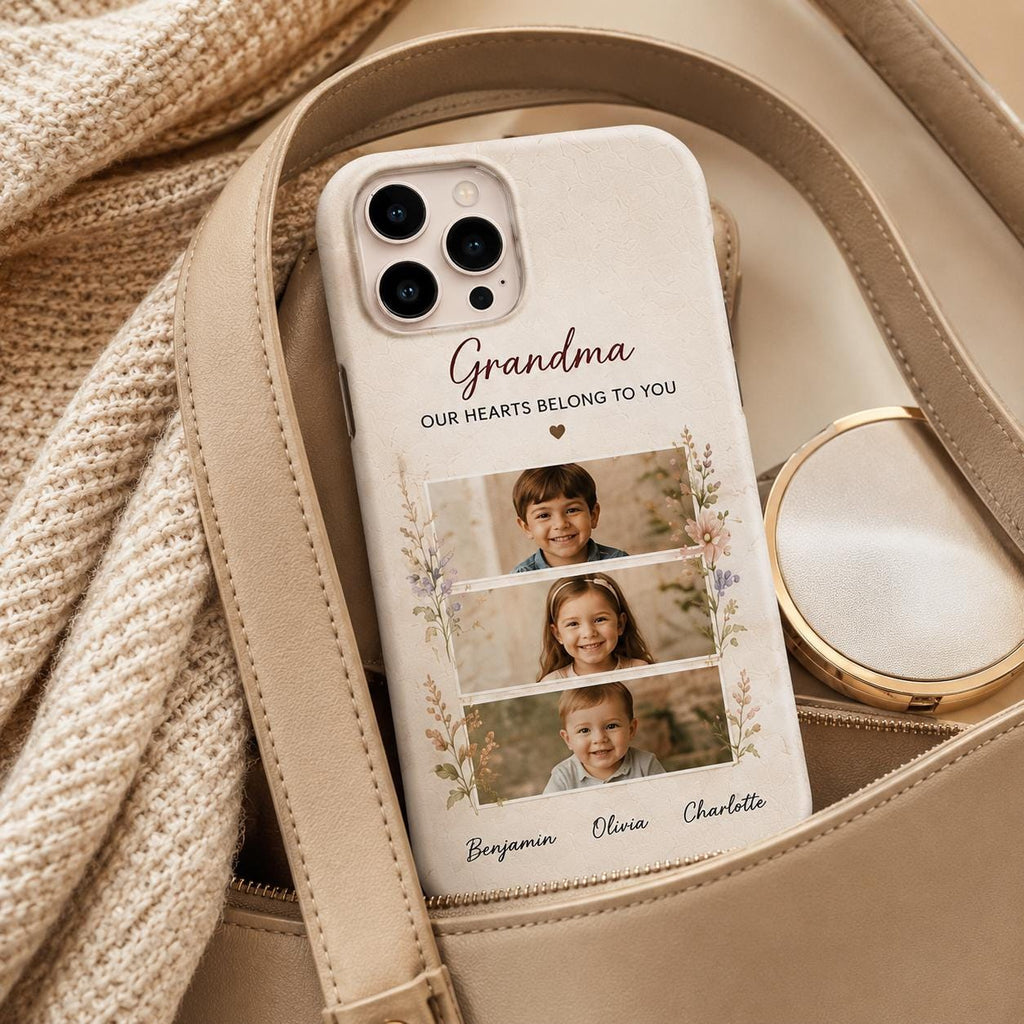 Personalized Grandma Photo Collage Phone Case, Custom Grandkids Picture Gift