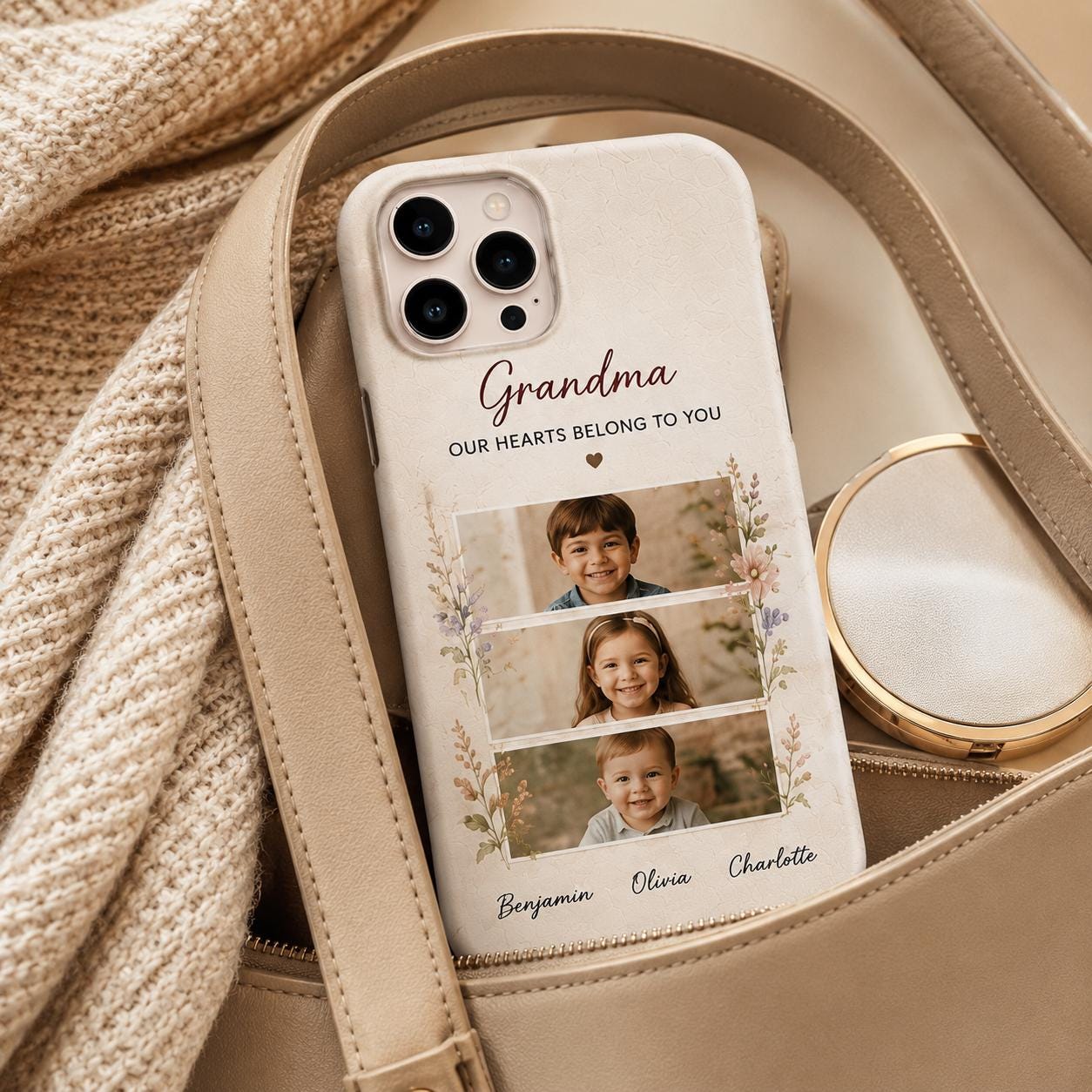 Personalized Grandma Photo Collage Phone Case, Custom Grandkids Picture Gift