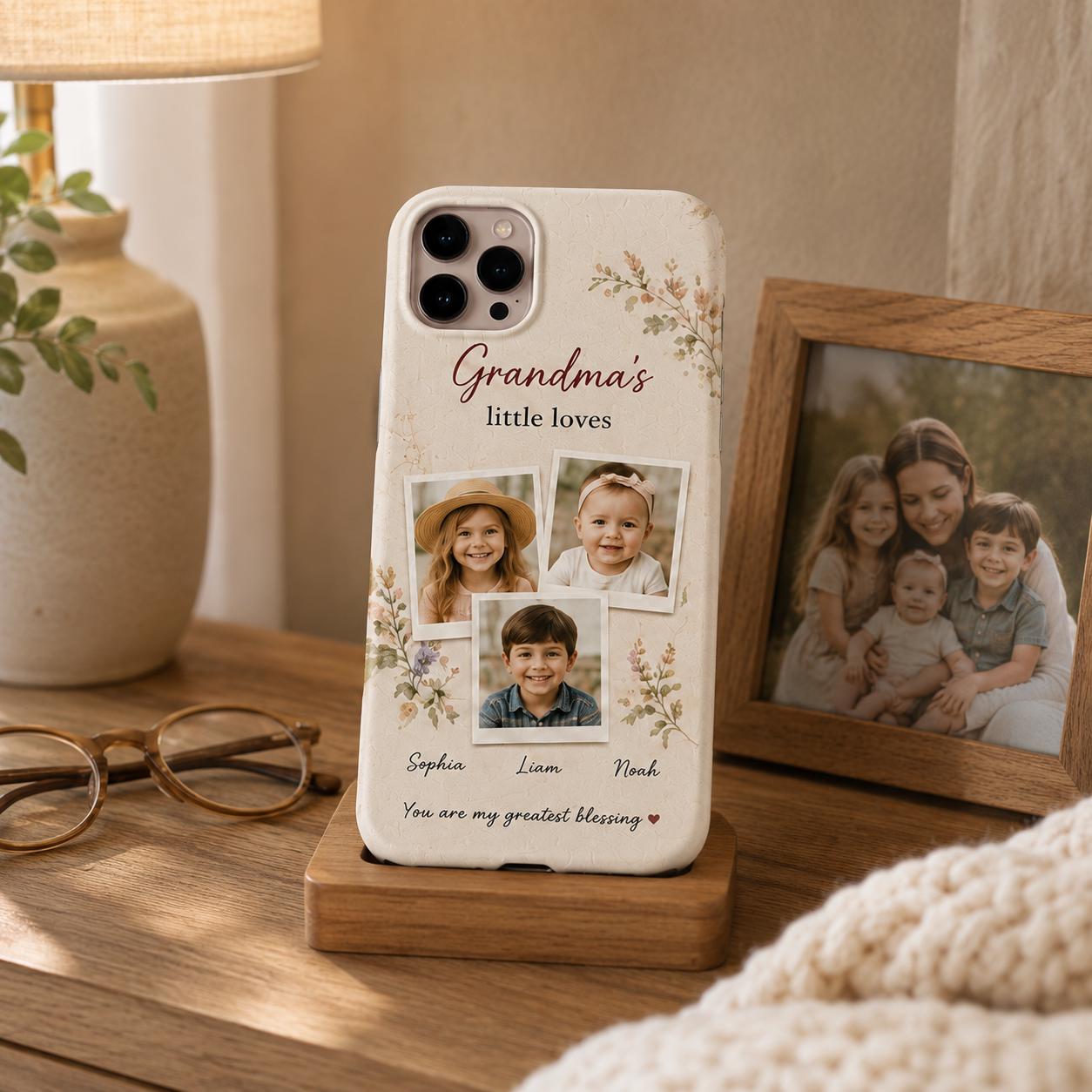 Personalized Grandma Photo Collage Phone Case, Custom Grandkids Picture Gift